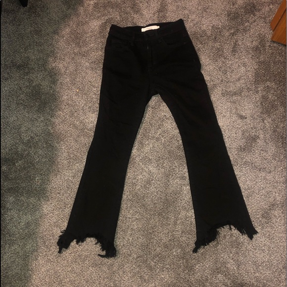 Hidden Denim - Black Cropped Flare Jeans